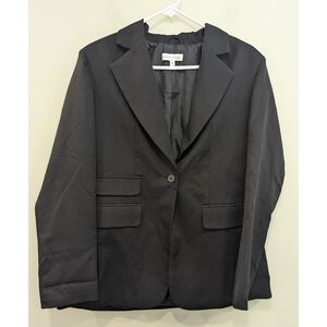 Great Jones Black Classic One Button Closure Blazer Size Small